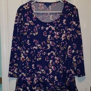 Blue floral long sleeve top